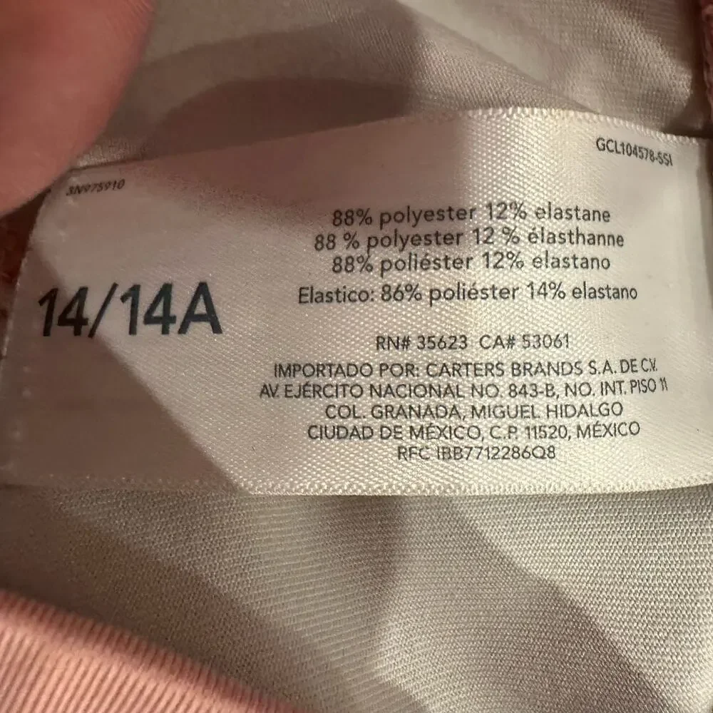 OshKosh B'gosh Pink Floral Leggings Girl's Activewear Pull-On Pants 14
